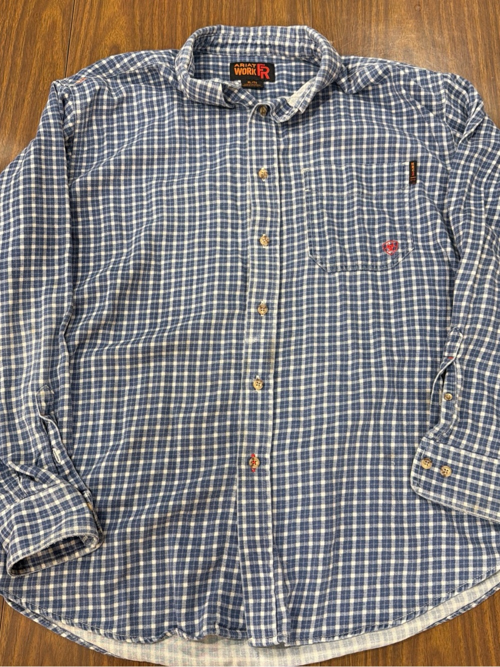 Ariat FR Bell Work Shirt Long Sleeve Plaid Cat 2 Flame Resistant Mens Size XL